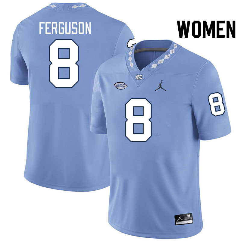 Women #8 Zion Ferguson North Carolina Tar Heels College Football Jerseys Stitched-Carolina Blue